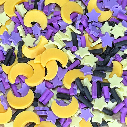 Lawn Fawn, Tiny Treasures, Halloween Moon & Star Clay Pieces