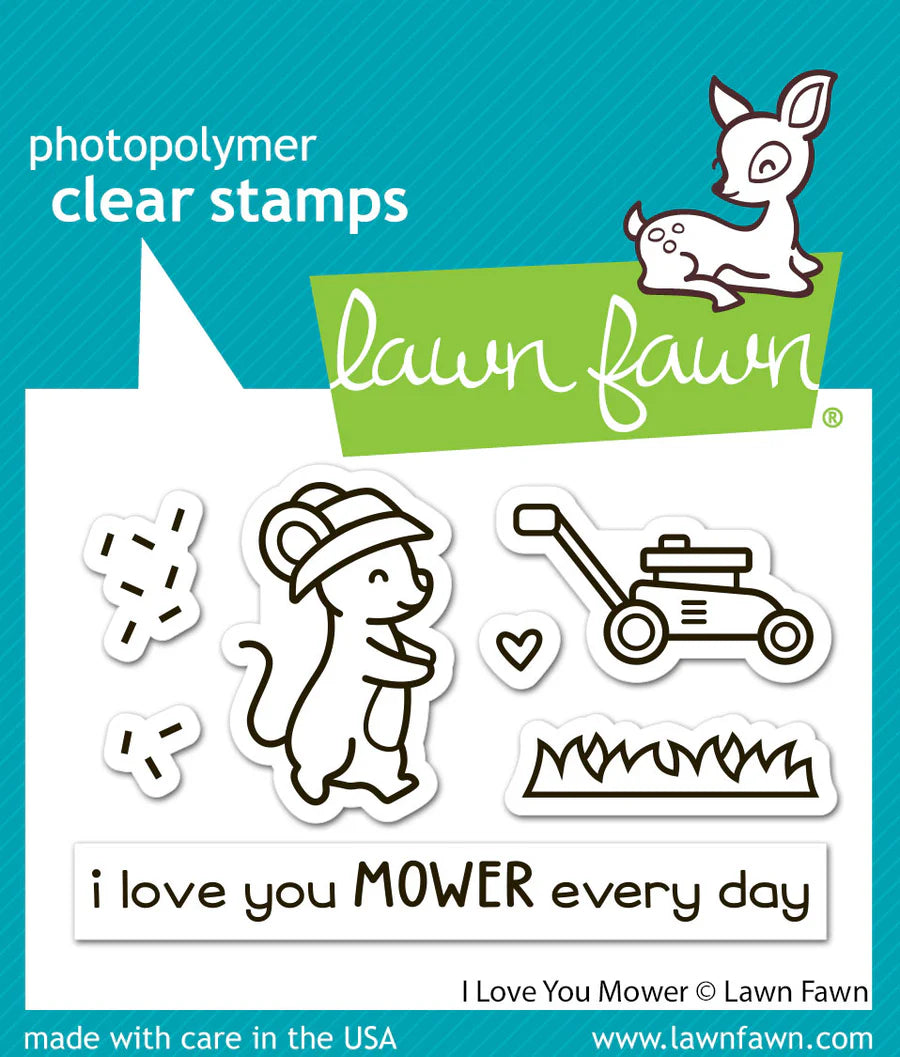 Lawn Fawn, I love You mower Stamp & Die SEt