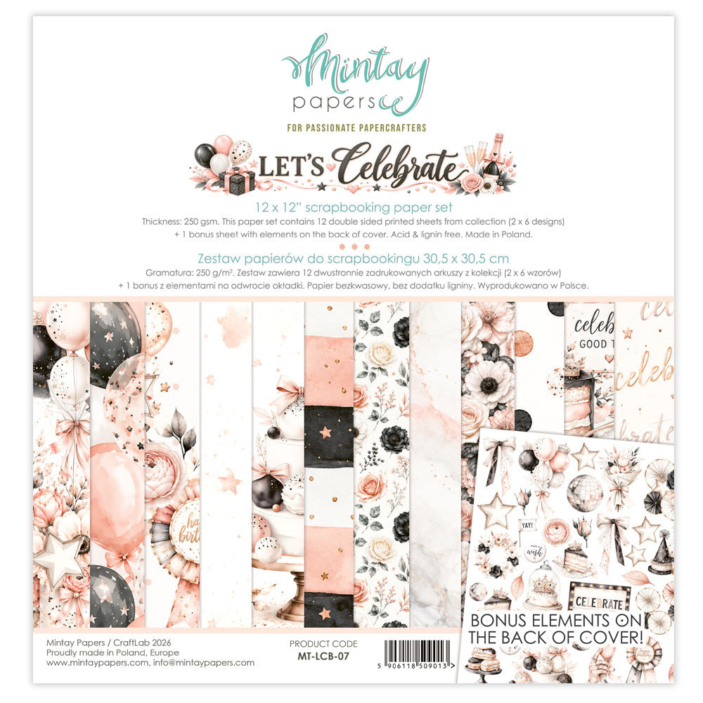 Mintay, 12X12 Paper Set, Let's Celebrate