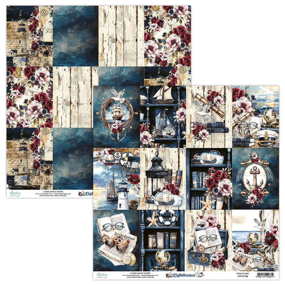 Mintay, 12X12 Patterned Paper, Lighthouse 06