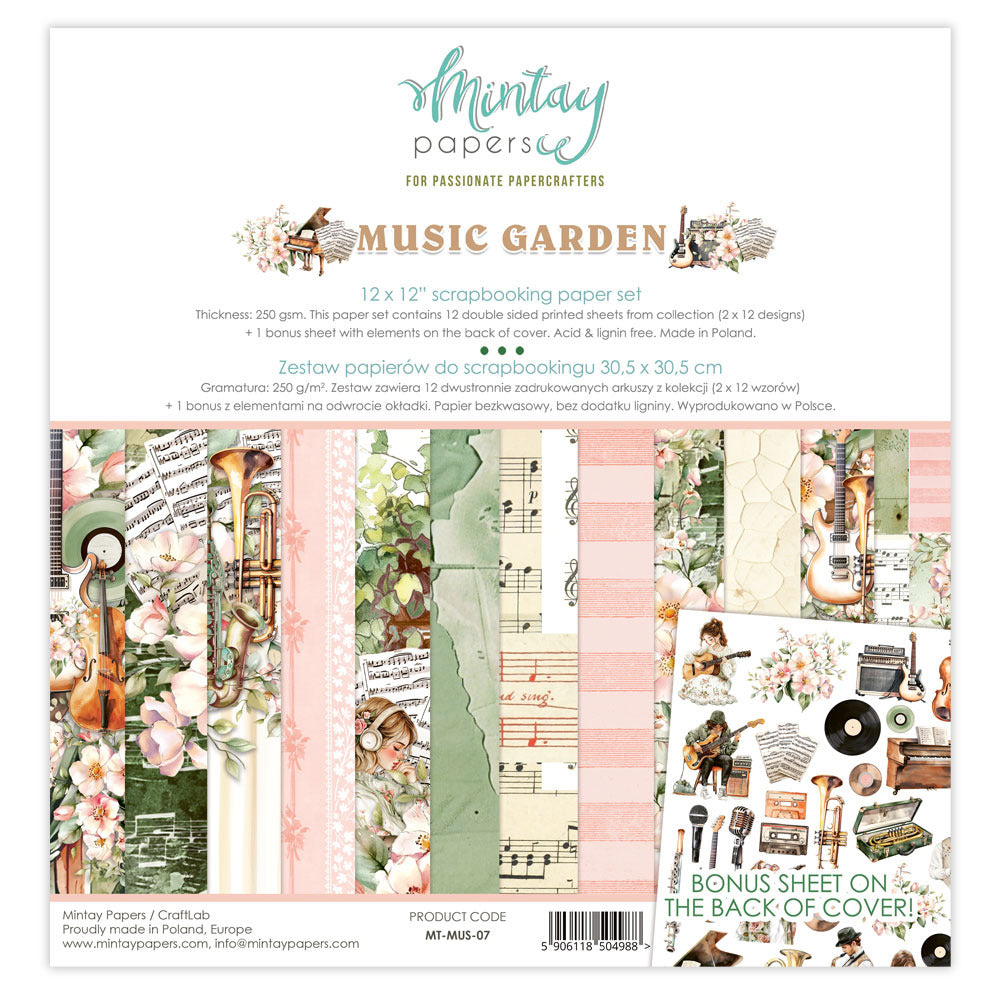 Mintay, 12X12 Paper Set, Music Garden