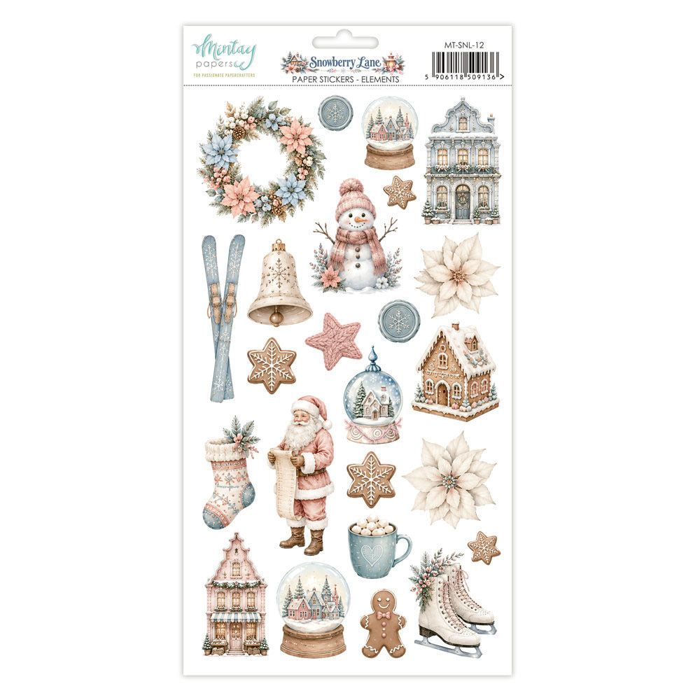 Mintay, 6X12 Paper Stickers, Snowberry Lane - Elements