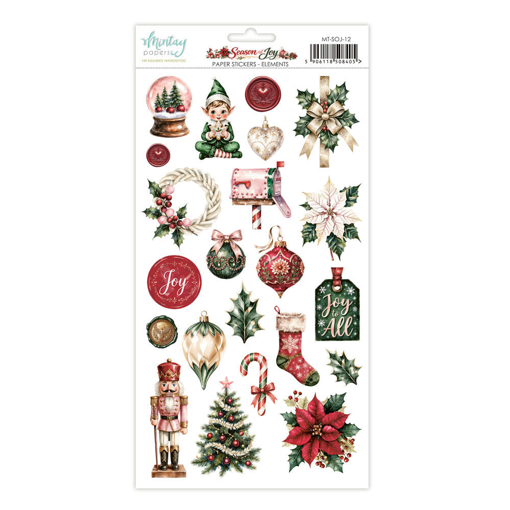 Mintay, 6X12 Paper Stickers, Season of Joy - Elements