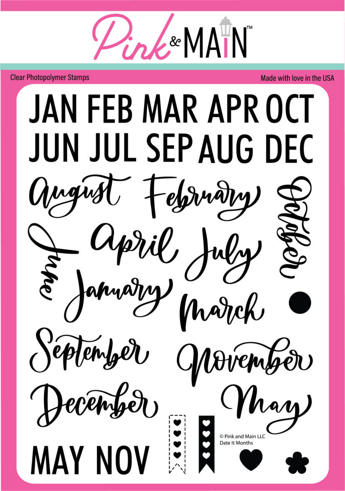 Pink & Main, Clear Stamp, Date It Months