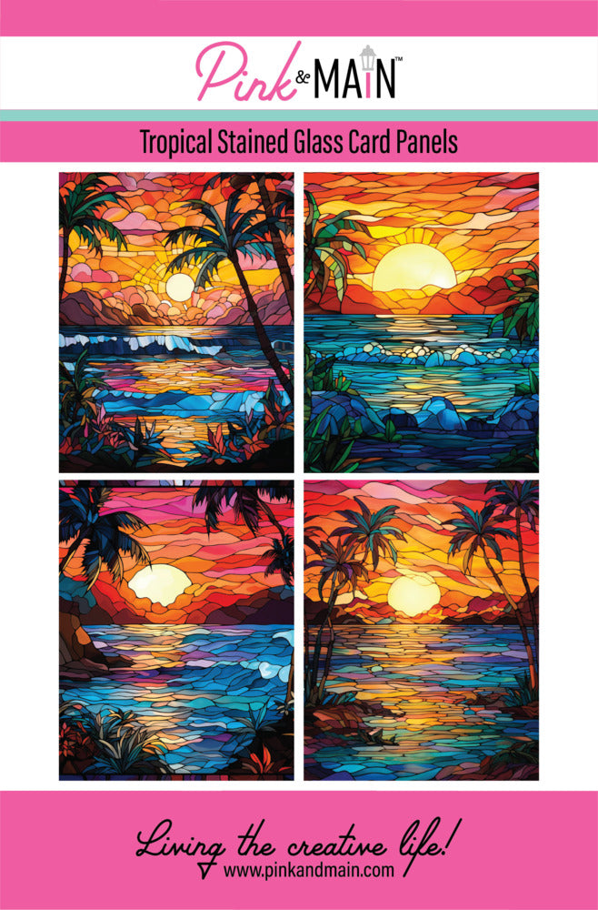 Pink & Main, Card Panels, Tropical Stained Glass
