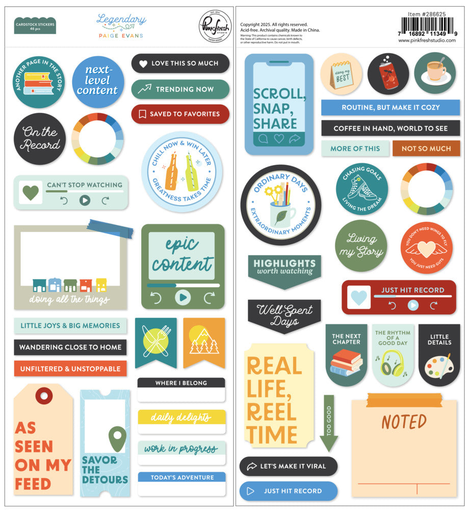 Pinkfresh Studio, Cardstock Stickers, Legendary