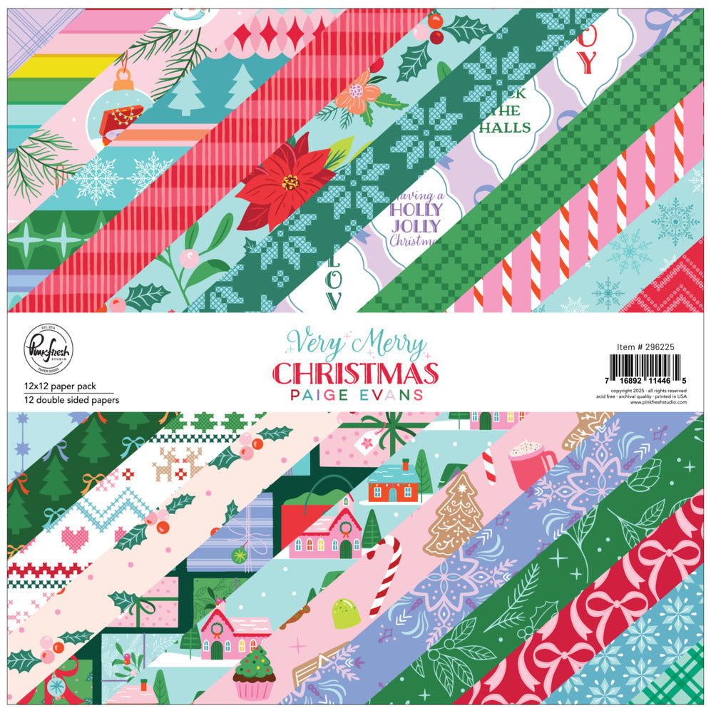 Pinkfresh Studio, 12X12 Paper Pack, Very Merry Christmas
