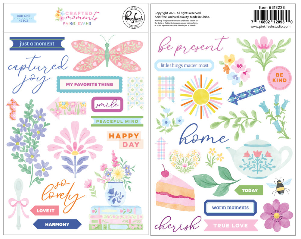 Pinkfresh Studio, Rub-ons, Crafted Moments