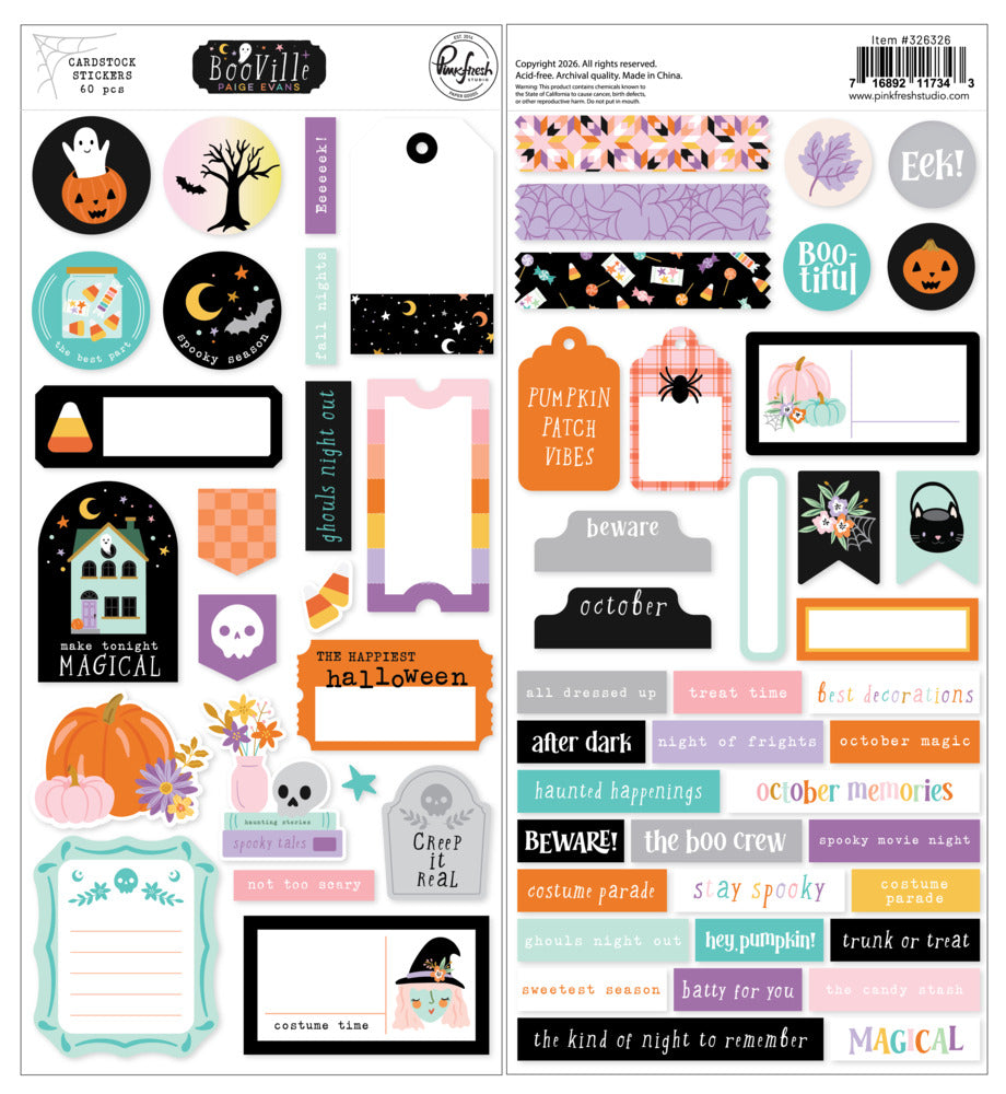Pink Fresh Studio, Cardstock Stickers, BooVille Pre-order