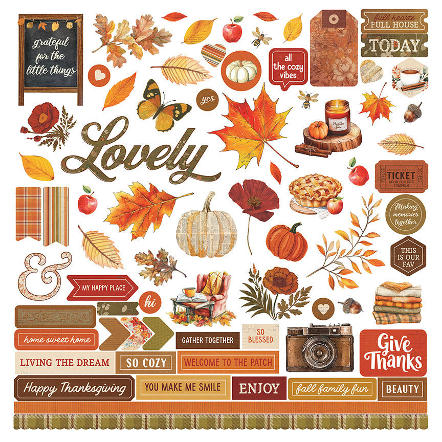 Photoplay Paper, 12X12 Cardstock Sticker Sheet, Autumn Junque
