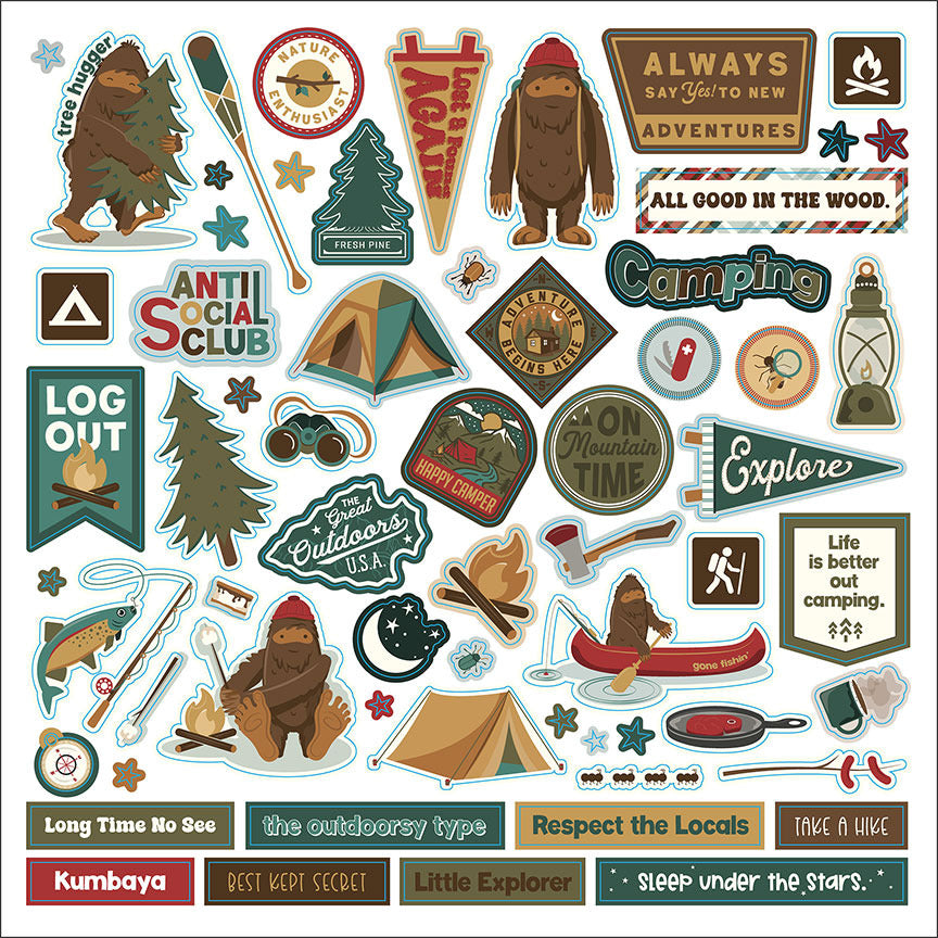 Photoplay Paper, 12X12 Cardstock Sticker Sheet, Camp Legend