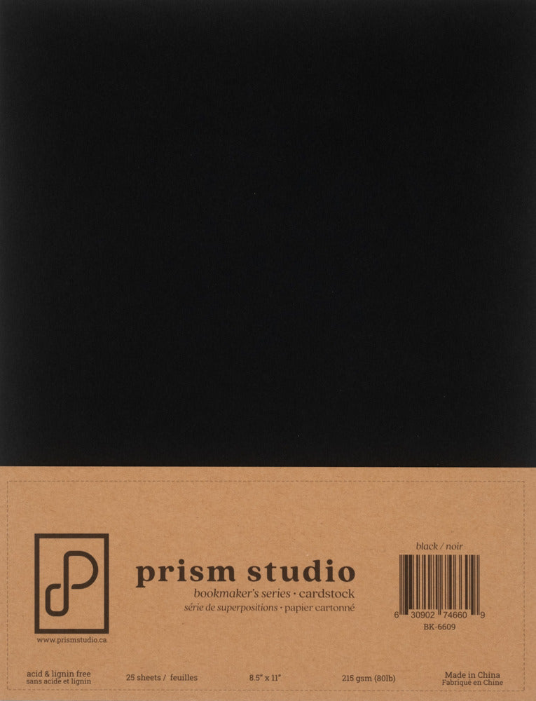 Prism Studio Bookmaker's Series 8.5x11 Cardstock Pack, 25 sheets, Black 80 lb