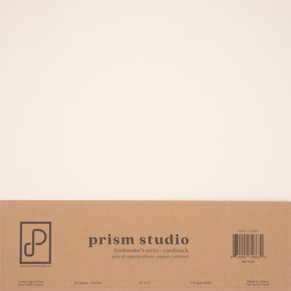 Prism Studio Bookmaker's Series 12x12 Cardstock Pack, 25 sheets, Ivory 65 lbs