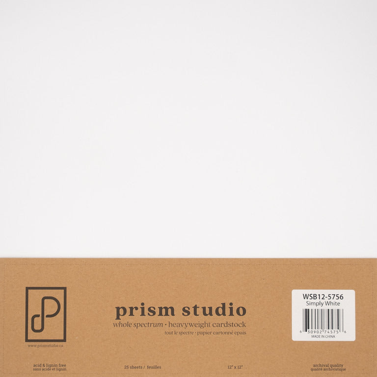 Prism Studio, Whole Spectrum  Cardstock Pack 12x12-Simply White, smooth 92 lbs.
