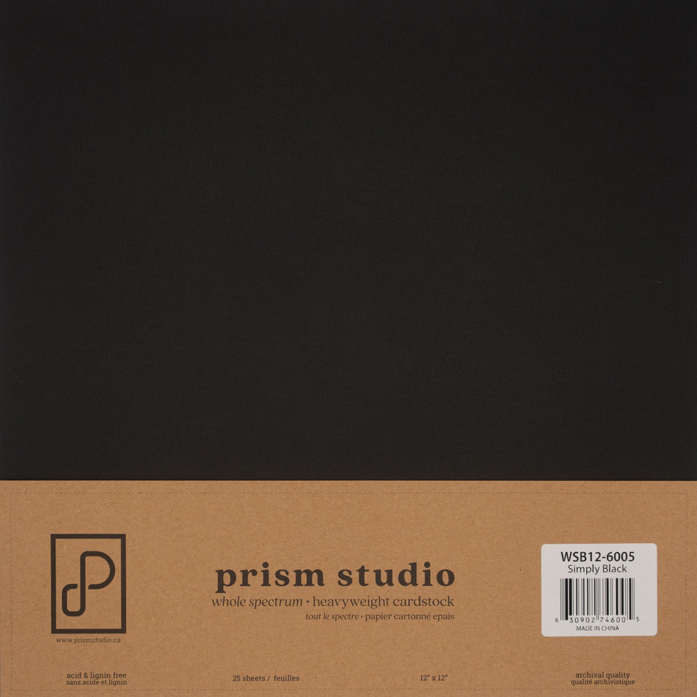 Prism Studio, Whole Spectrum Cardstock Smooth Pack- 12x12-Black 92 lb