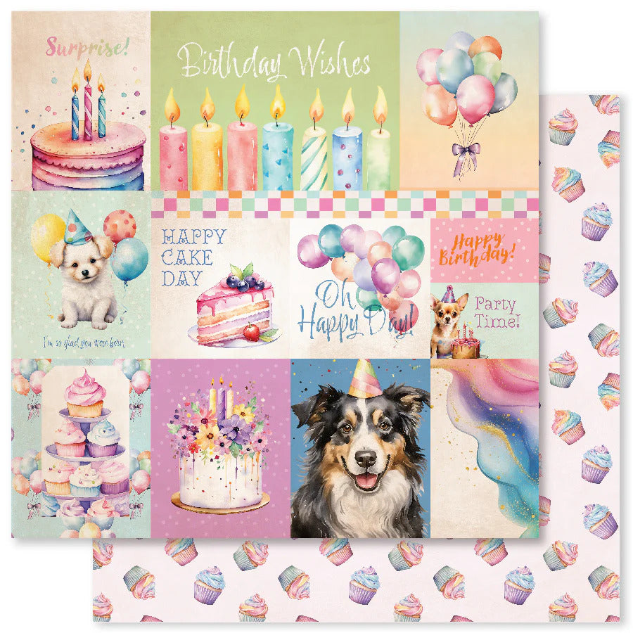 Paper Rose, 12X12 Patterned Paper, Birthday Fun A