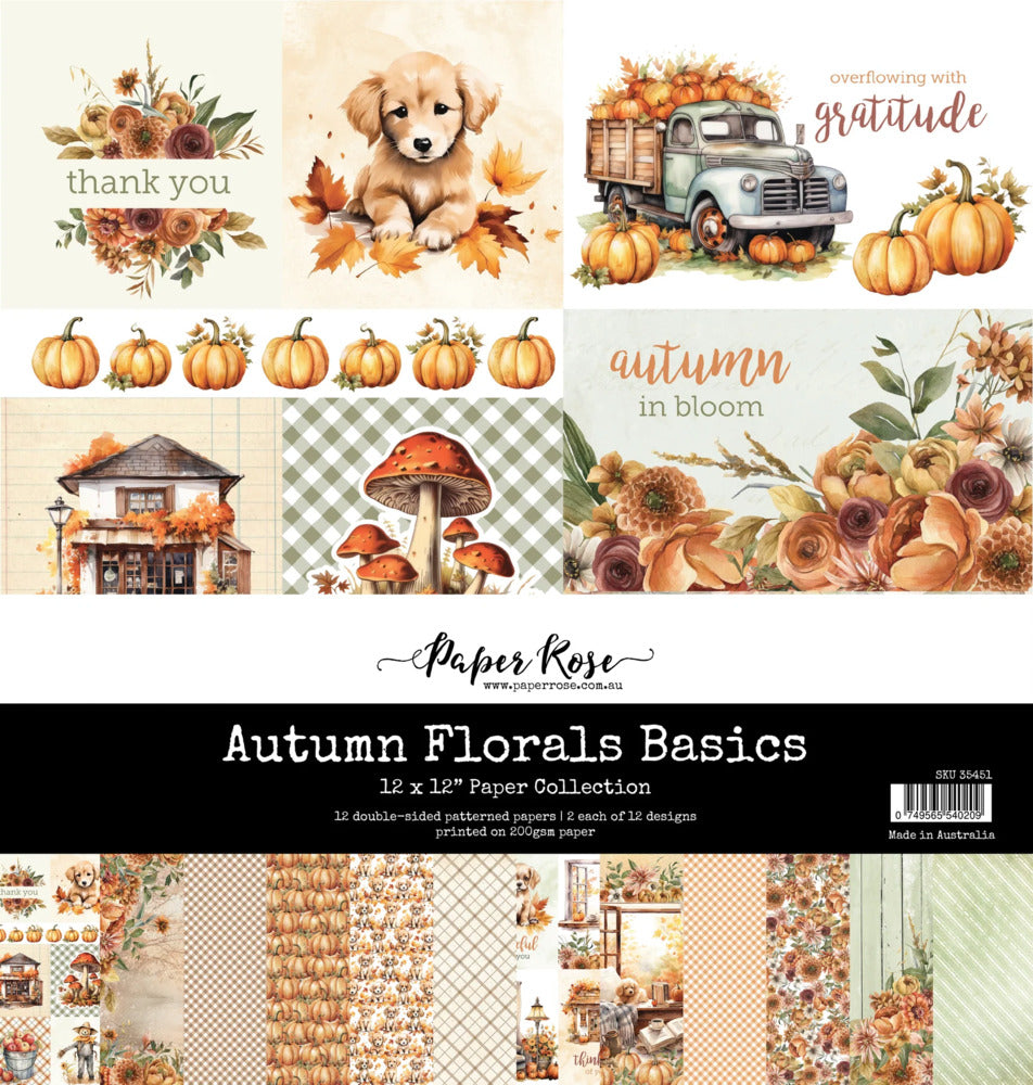 Paper Rose, 12X12 Paper Collection, Autumn Florals Basics