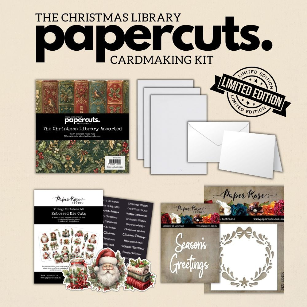 Pape Rose, Papercuts Cardmaking Kit, Limited Edition - The Christmas Library with Metal Dies Pre-order