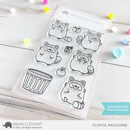 Mama Elephant, Playful Racoons Stamp& Die Cut