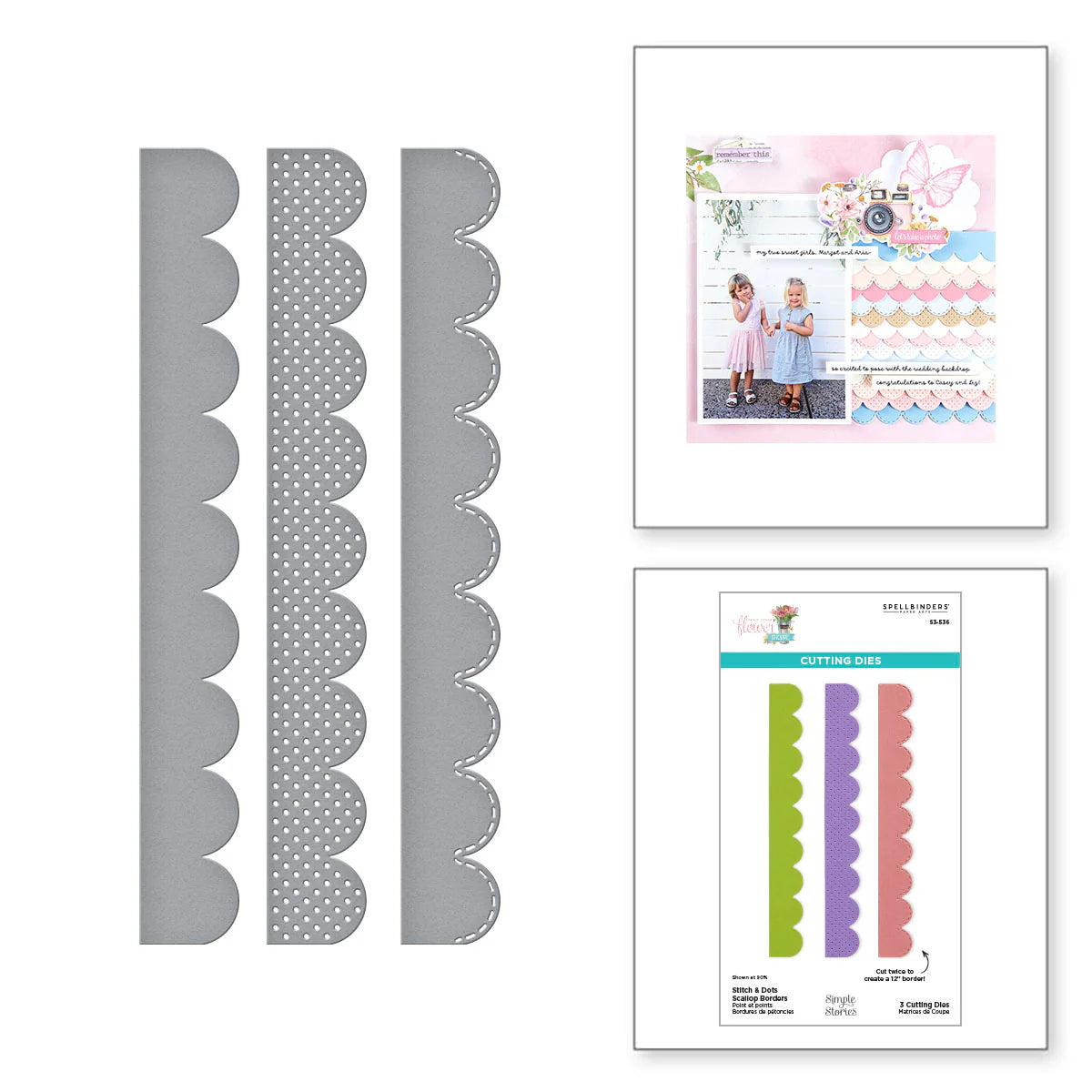 Spellbidners, Stitch & Dots Scallop Borders Die cut