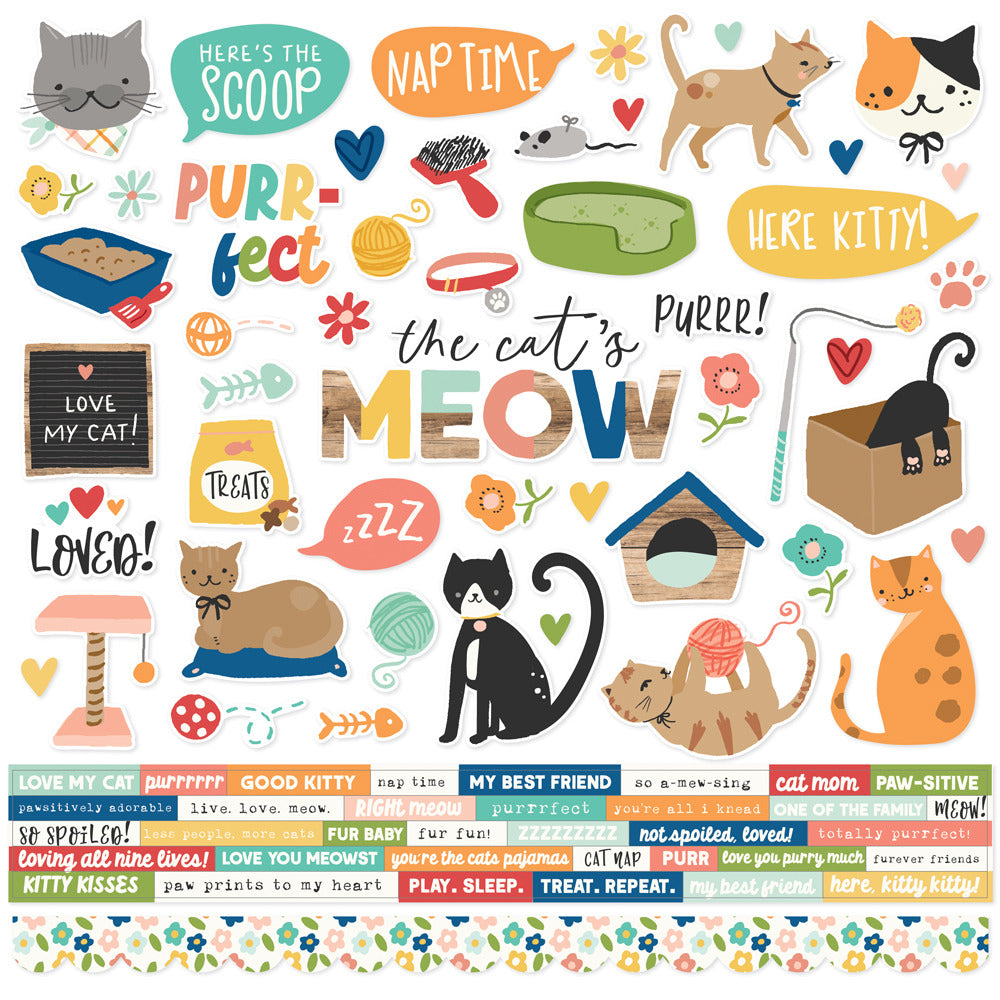 Simple Stoires,  Sticker Sheet, Fur Baby Cat