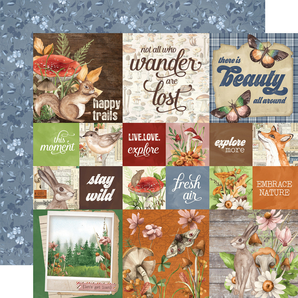 Simple Stories, 12X12 Patterned Paper, Simple Vintage Woodlands - 2x2/4x4 Elements