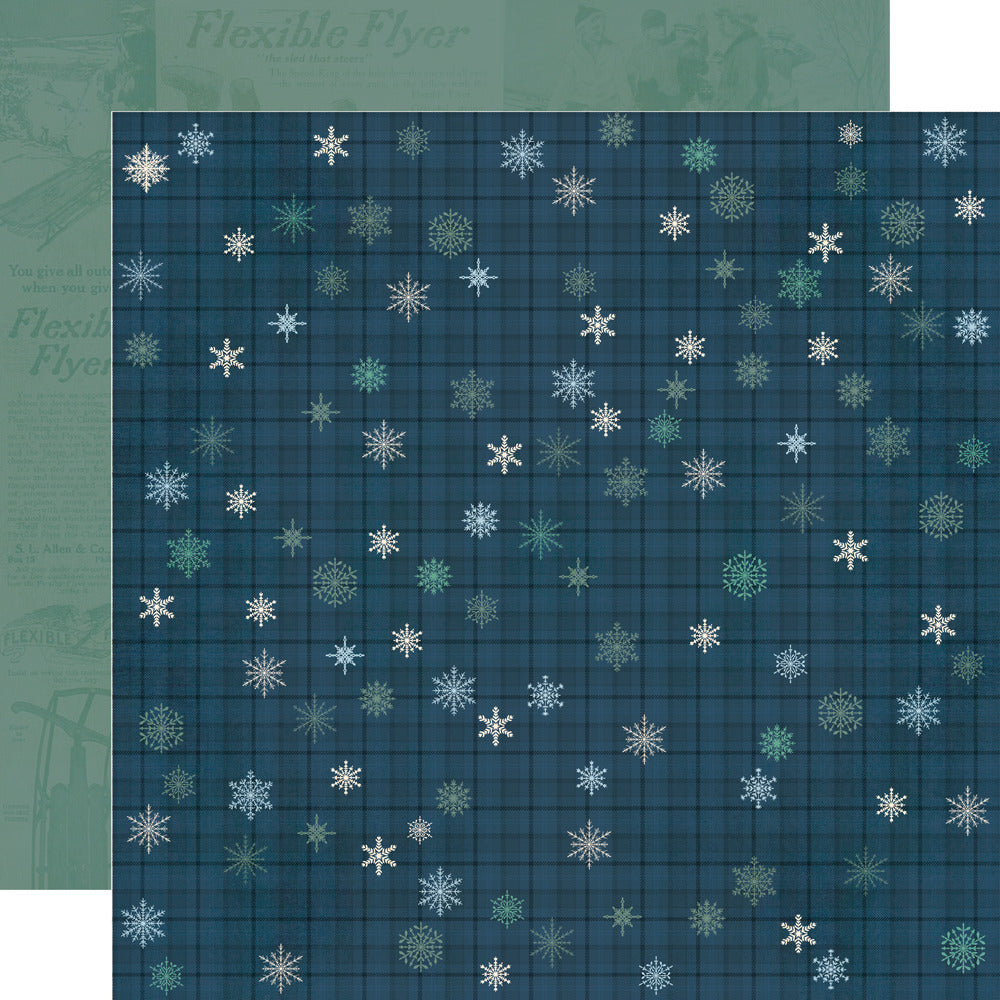 Simple Stories, 12X12 Patterned Paper, Simple Vintage Flannel Season - Ready. Set. Snow.