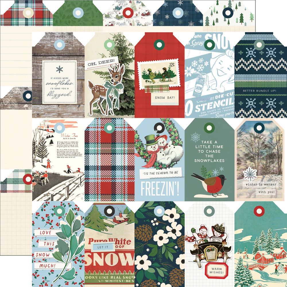 Simple Stories, 12X12 Patterned Paper, Simple Vintage Flannel Season - Tag Elements
