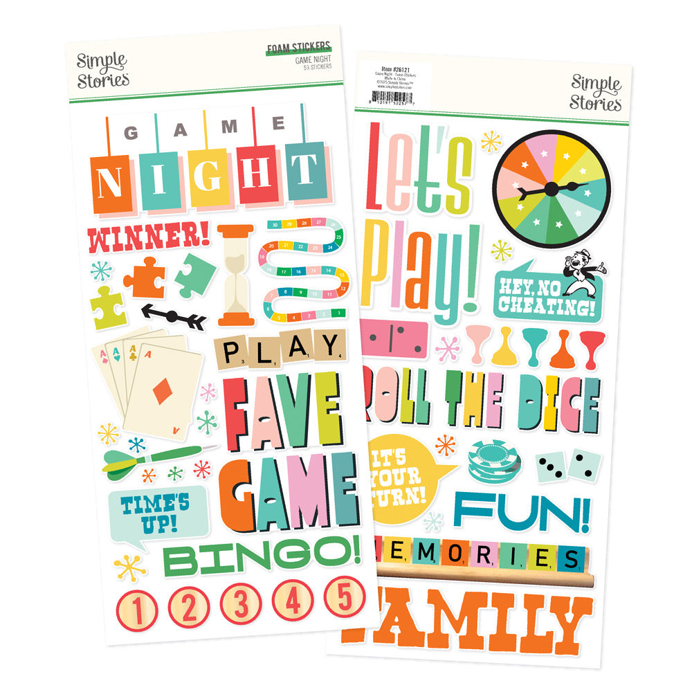 Simple Stories, Foam Stickers, Game Night