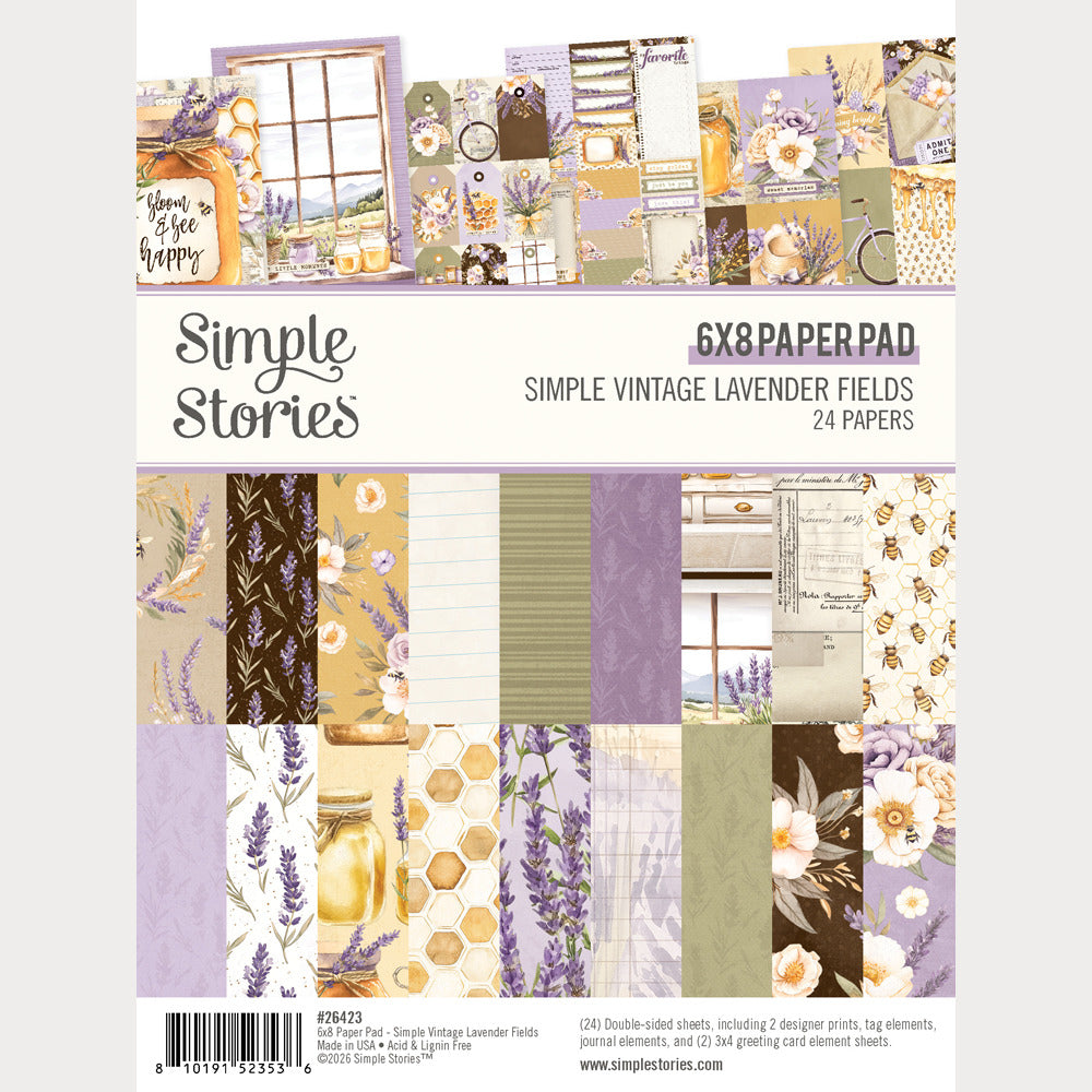 Simple Stories, 6X8 Paper Pad, Simple Vintage Lavender Fields