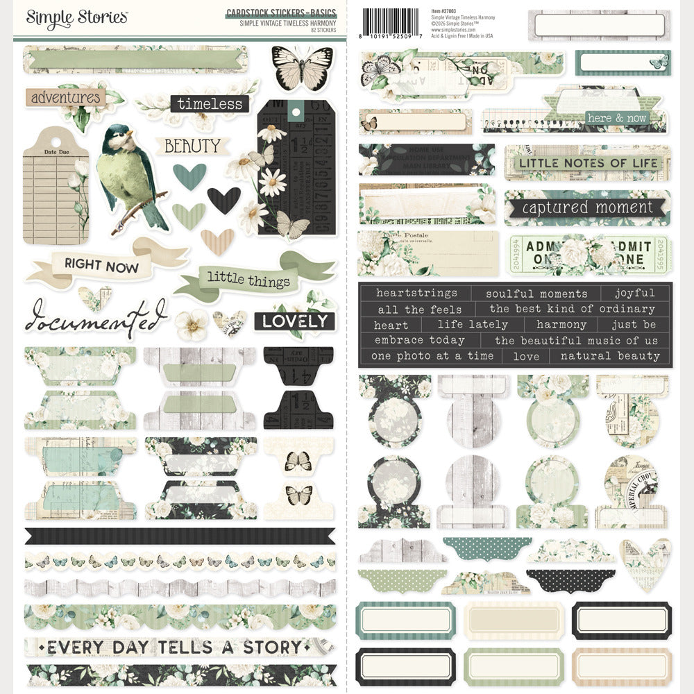 Simple Stories, Cardstock Stickers, Simple Vintage Timeless Harmony - Basics