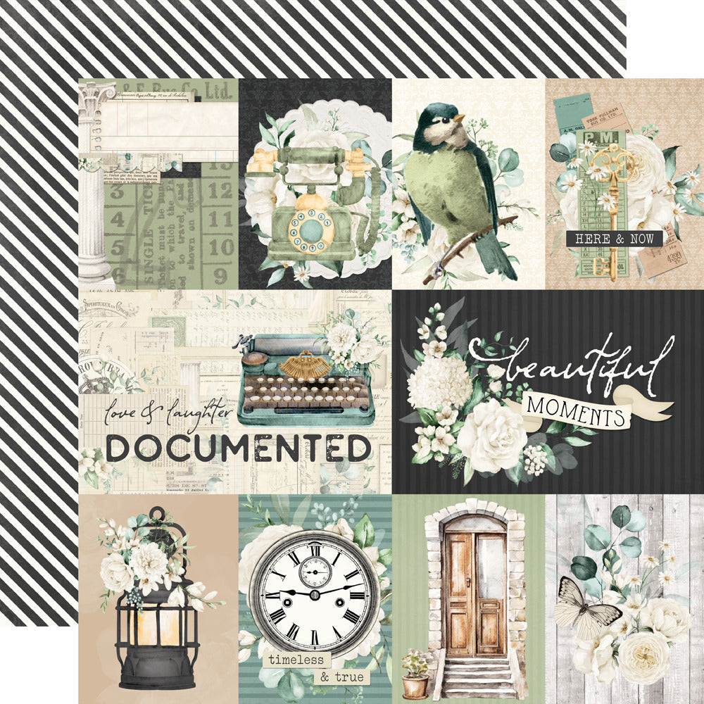 Simple Stories, 12X12 Patterned Paper, Simple Vintage Timeless Harmony - 3x4/4x6 Elements