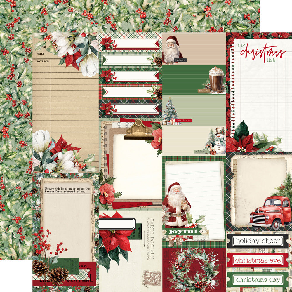 Simple Stories, 12X12 Patterned Paper, Simple Vintage Old-Fashioned Christmas - Journal Elements