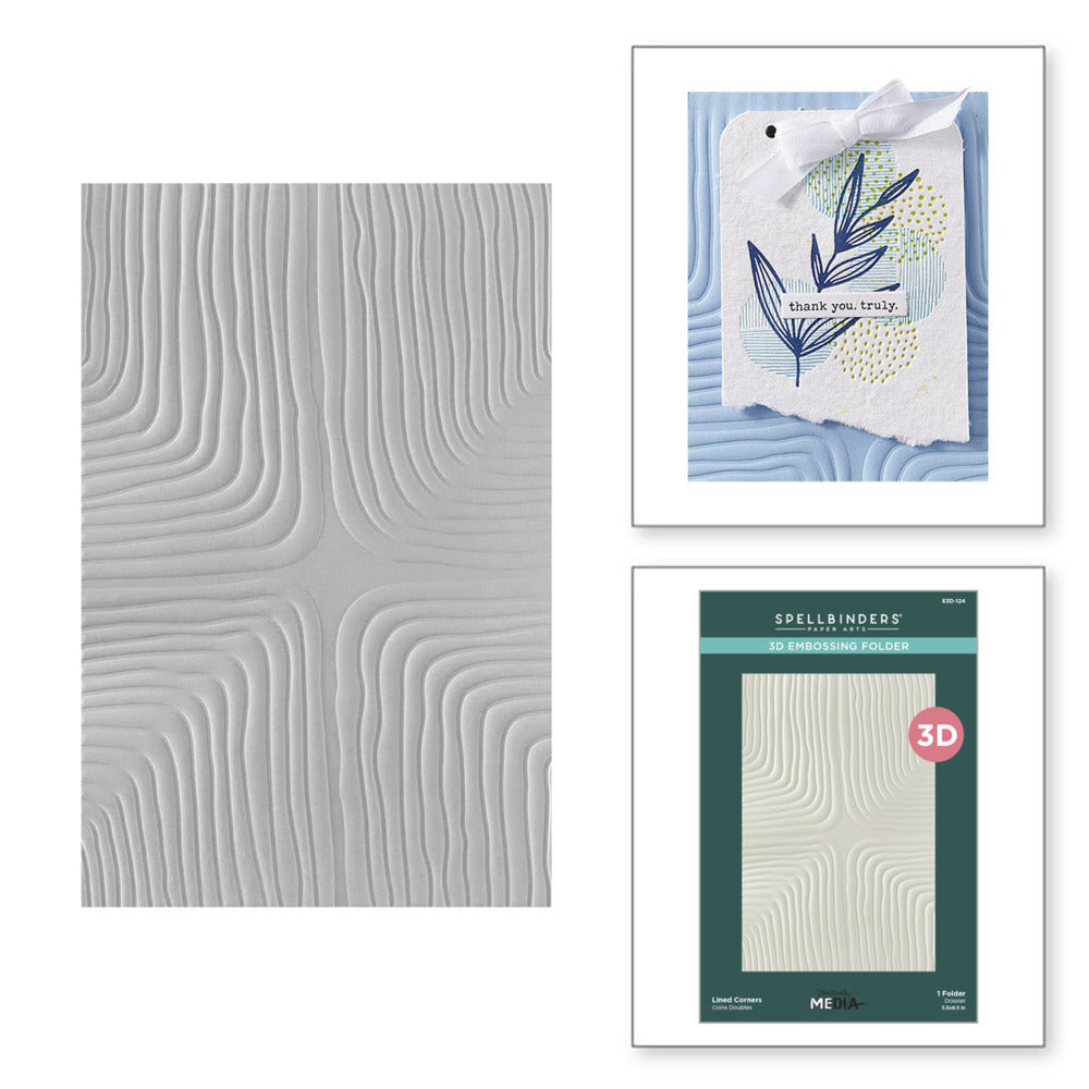 Spellbinders 3D Embossing Folder; Modern Botanicals - Lined Corners