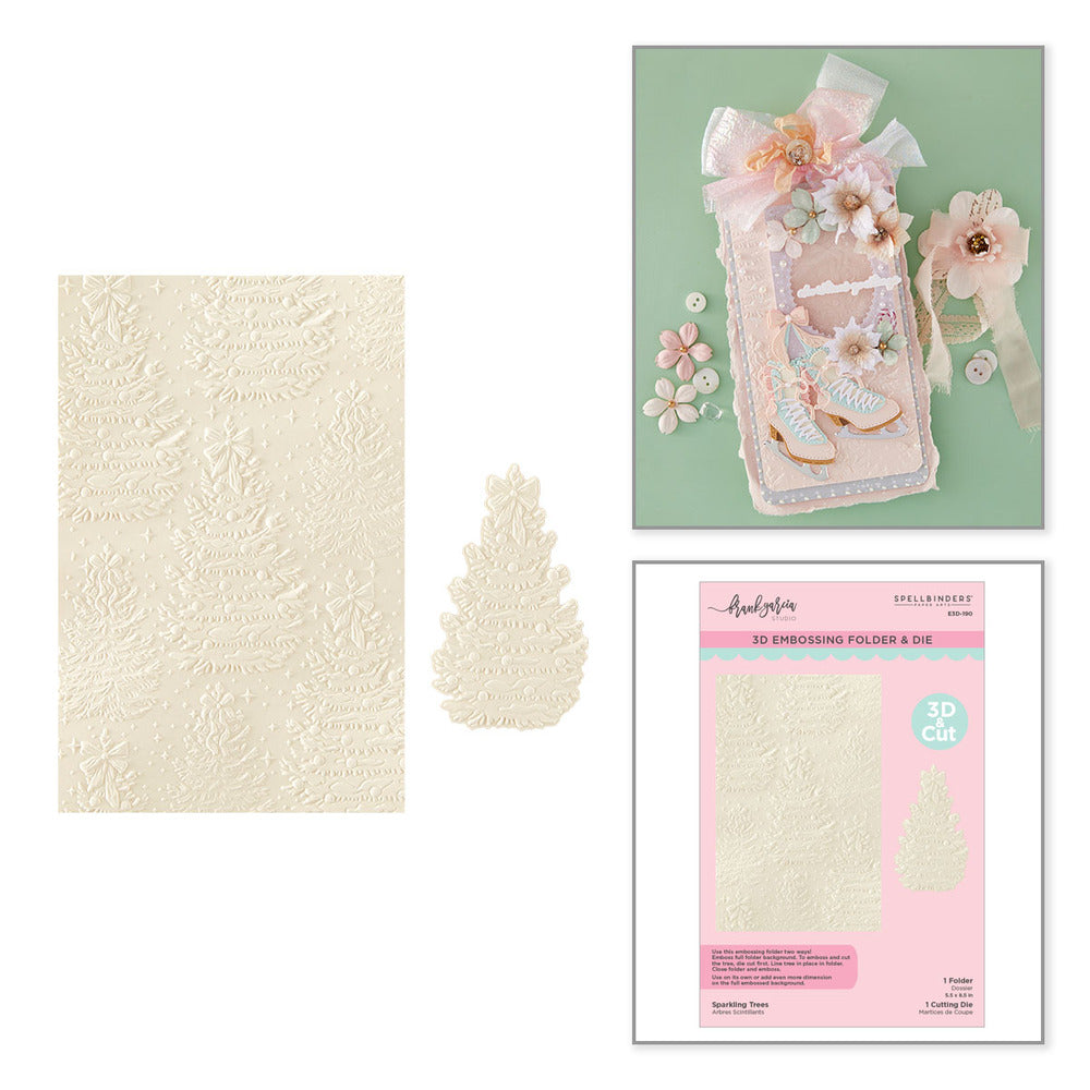 Spellbinders, Sparkling Trees Embossing Folder with Die Cut