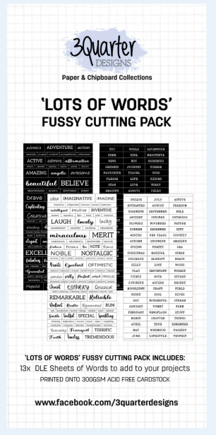 3 Quarter Designs, 'Lots of Words' Fussy Cutting Pack