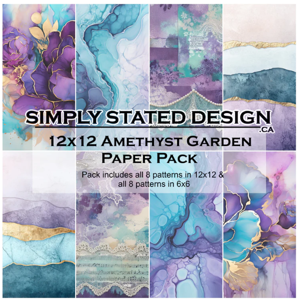 Simply Stated, 12x12 Paper Pack, Amethyst Garden