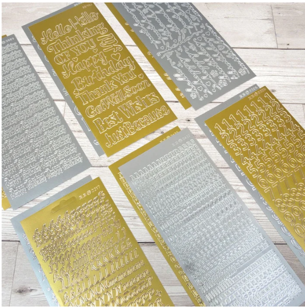 Hunkydory, Peel Offs, Sentiments, Alphabet & Numbers, Set 8