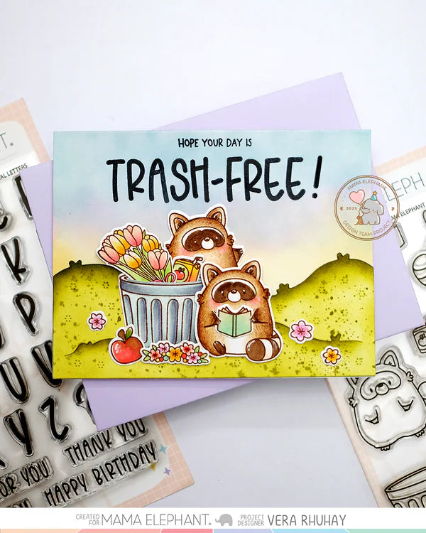 Mama Elephant, Playful Racoons Stamp& Die Cut