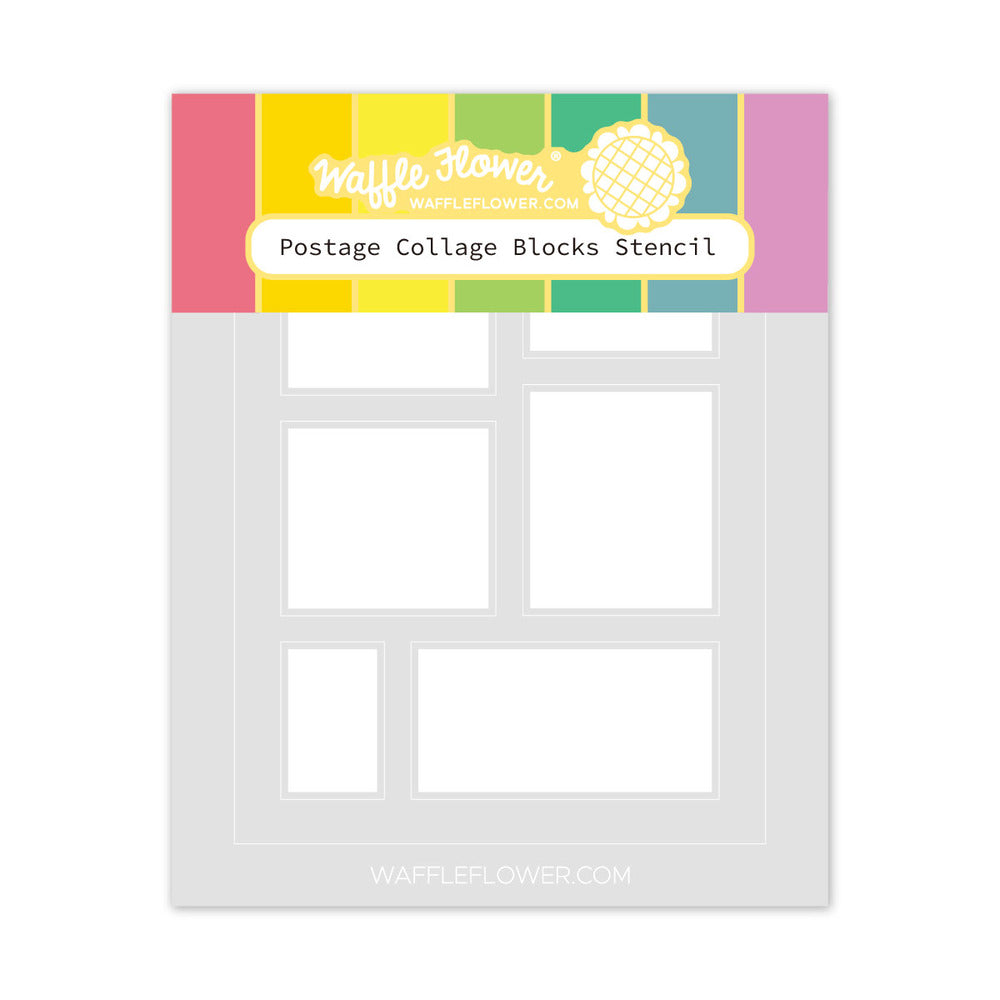 Waffle Flower, Stencil, Postage Collage Blocks