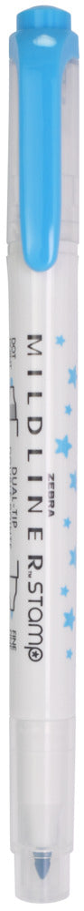 Zebra, Mildliner Dual-Tip Stamp Marker, Star Shape - Cyan