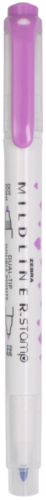 Zebra, Mildliner Dual-Tip Marker, Hearts, Magenta