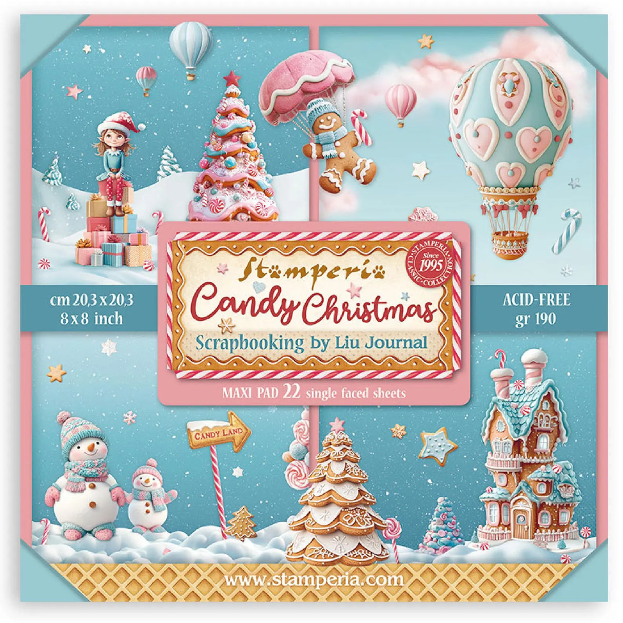 Stamperia, Candy Christmas 8x8- 22Sheet pack