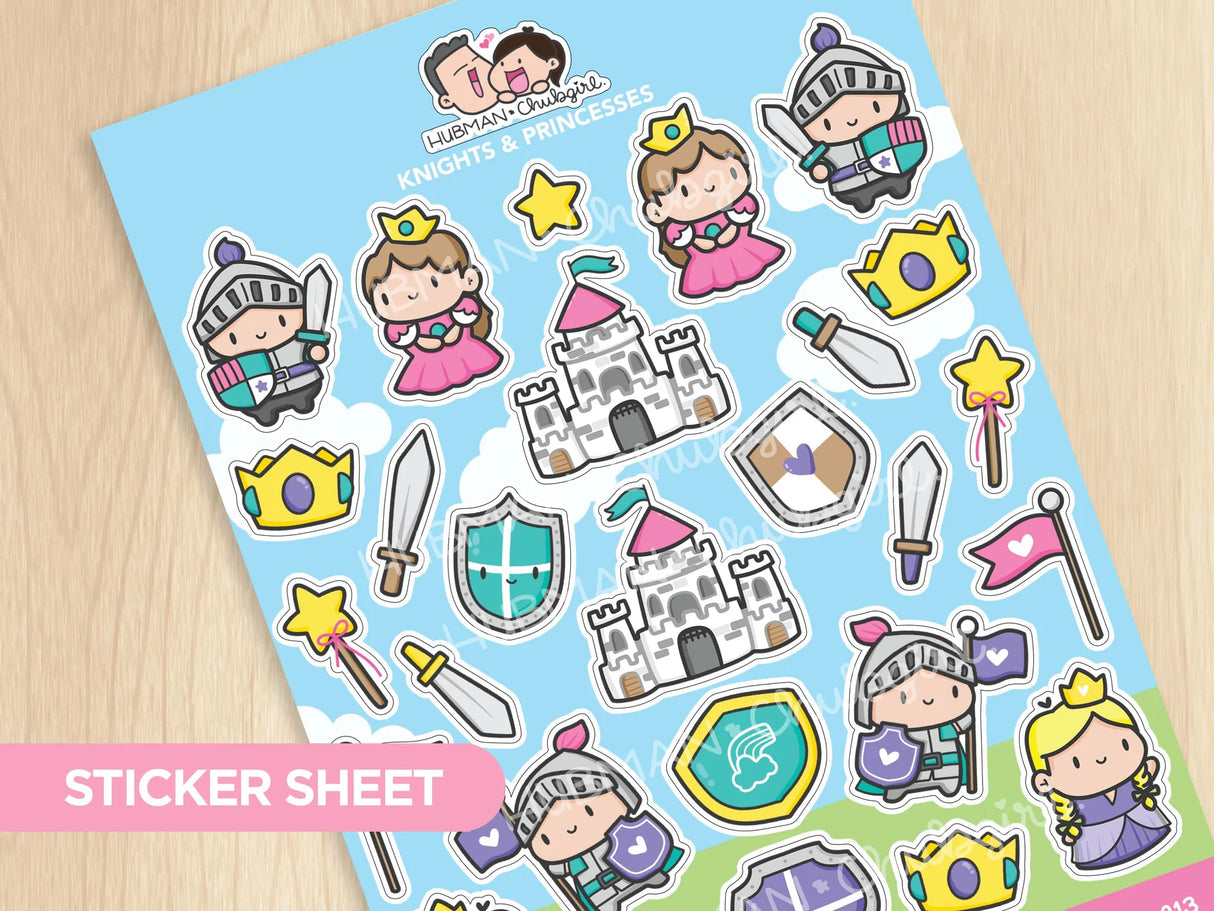 Hubman & Chubgirl Stationary, Knights & Princesses Sticker Sheet
