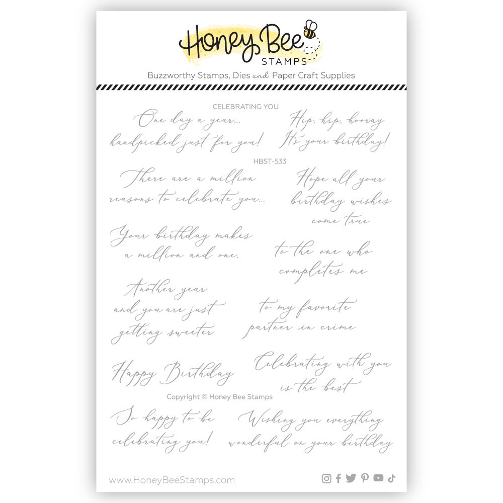 Honeybee Stamps, Clear Stamp, Celebrating You Stamp & Die Set