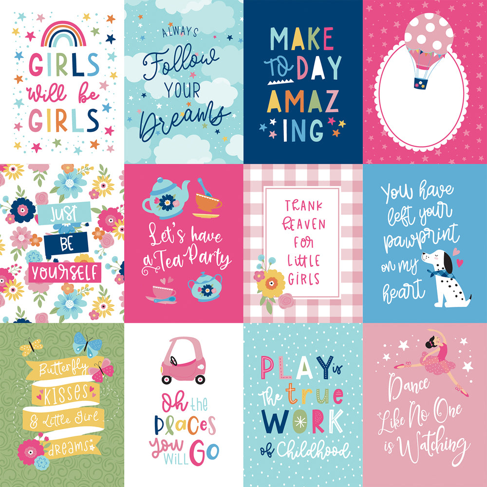 Echo Park, Play all Day Girl, 3x4 Journal Card 12x12