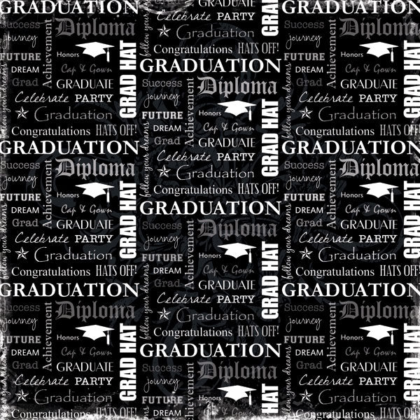 Scrapbook Customs, Graduation Word Collage Single Sided Paper