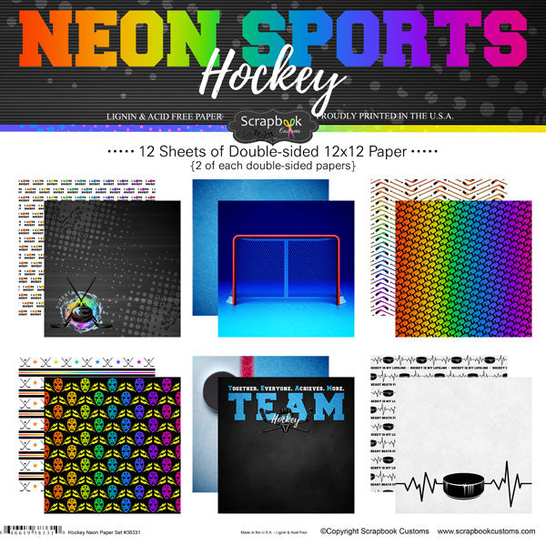 Scrapbook Customs, Neon Hockey Paper Pack