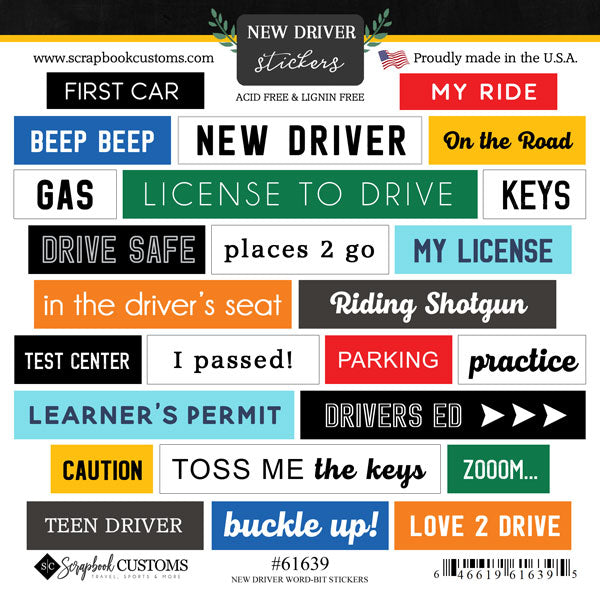 Scrapbook Customs, New Driver Stickers