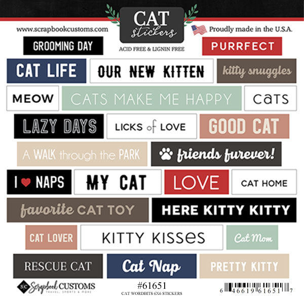 Scrapbook Customs, Cat Word Bits Stickers
